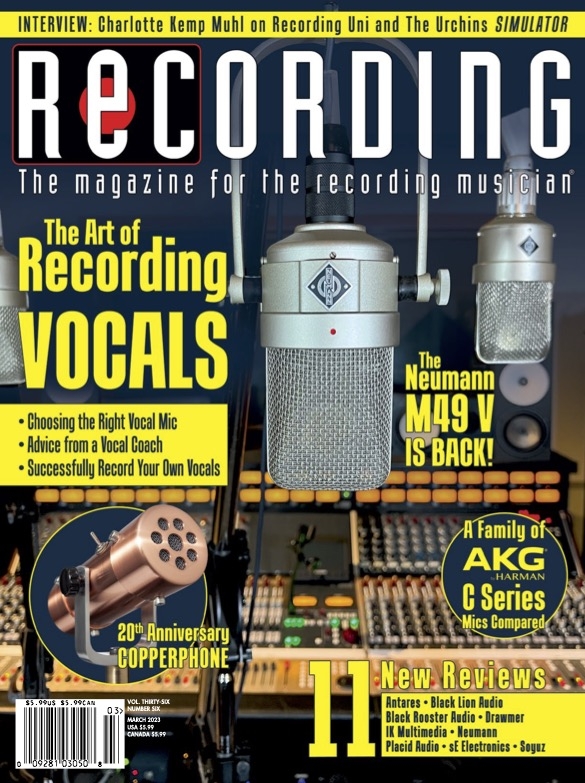 Copperphone AV20 on Cover of Recording Magazine